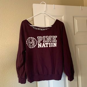 PINK Maroon Cropped Sweatshirt